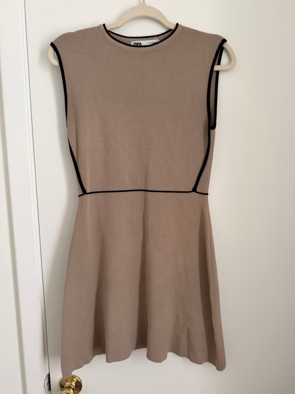 ZARA Taupe Mini Dress with Black Trim